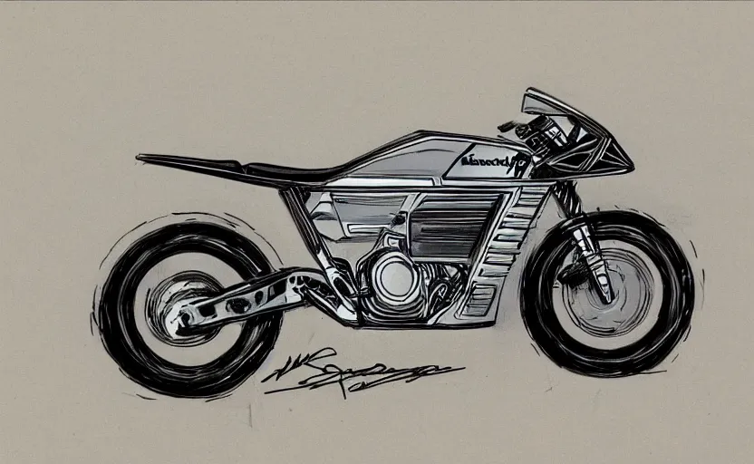 Image similar to 1 9 8 0 s kawasaki sport motorcycle concept, sketch, art,
