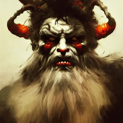 Prompt: portrait of krampus by ruan jia