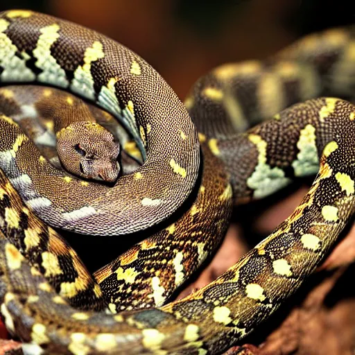 Prompt: Bush Viper snake, wildlife photography
