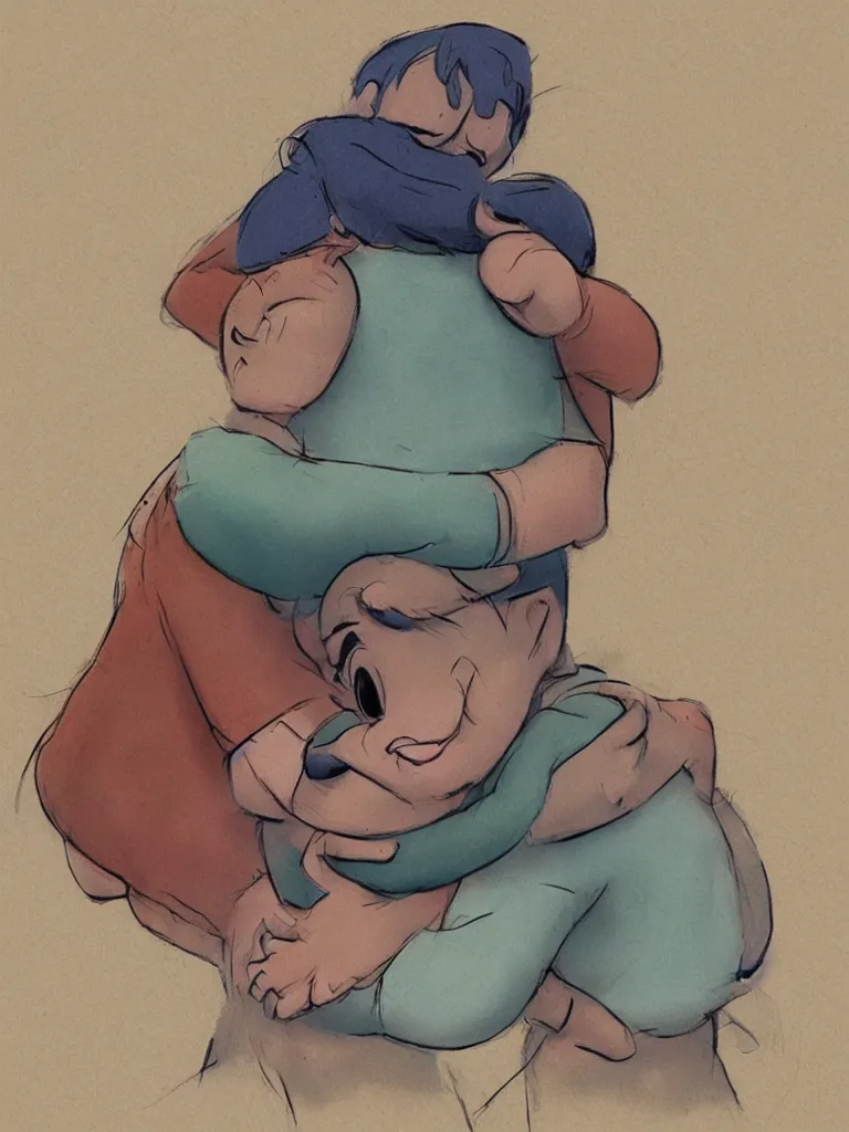 Image similar to hug by Disney Concept Artists, blunt borders, rule of thirds