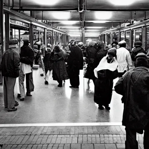 Prompt: photorealistic Editorial picture of a new York Soup Kitchen by David Bailey CBE