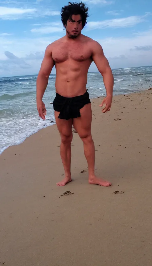 Image similar to bara character at beach