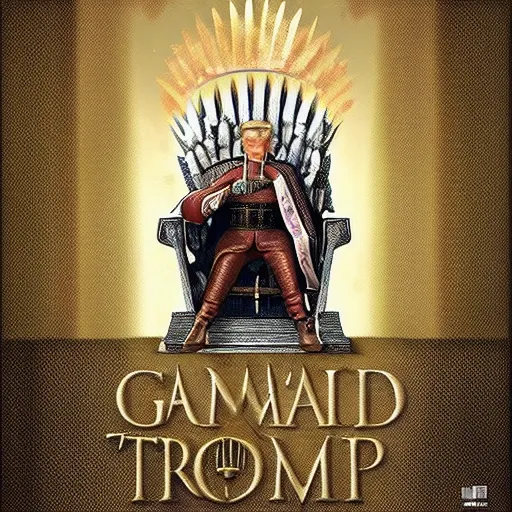Prompt: donald trump as a medieval king before his gold castle, game of thrones style, digital art, golden hour, amazing, high quality, trending on artstation