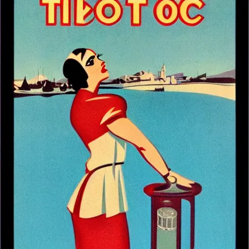 Prompt: vintage travel poster art deco of a tiktok for you page