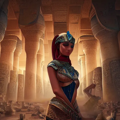 Image similar to egypt by artgerm and wlop and scott fischer and seb mckinnon, digital art, highly detailed, wide shot, intricate, fantasy, mystical, sharp focus, Trending on Artstation HQ, deviantart, unreal engine 5, 4K UHD image