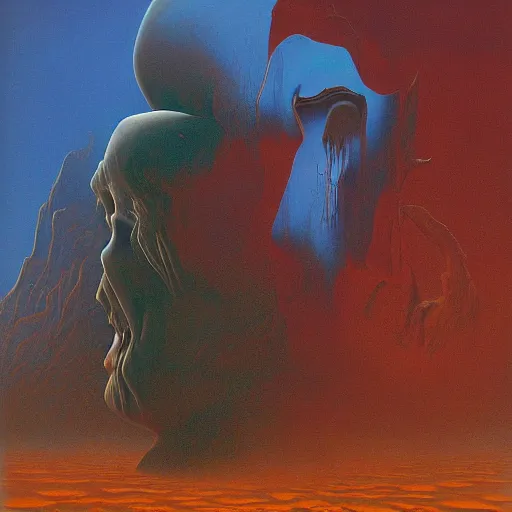 Prompt: zdzisław beksiński and Greg Hildebrandt collaboration