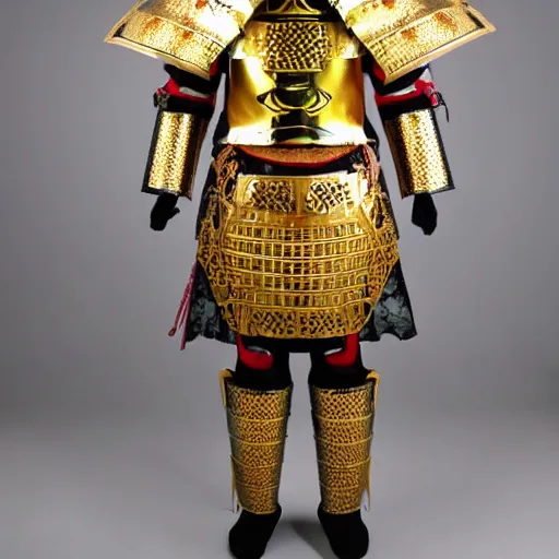 Image similar to gilded samurai armor set ornate intricate design in the style of aoi matsuri