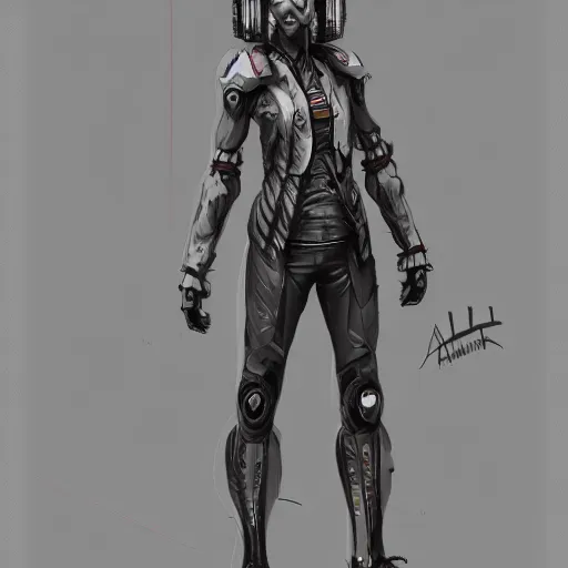 Image similar to character design sketch humanoid by ahmet atil akar, concept art character, cyberpunk fashion, marvelous designer, fantasy, painted, 4 k, high detail, sharp focus, trending in artstation