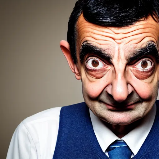 Image similar to A portrait mr bean teams up with a teenage mr bean, perfect faces, 50 mm, award winning photography