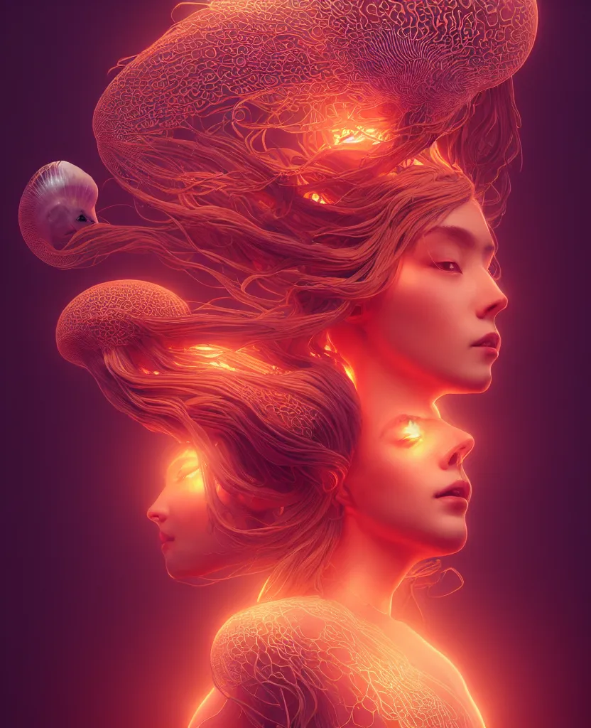 Image similar to goddess portrait. jellyfish phoenix head. intricate artwork by Tooth Wu and wlop and beeple. octane render, trending on artstation, greg rutkowski very coherent symmetrical artwork. cinematic, hyper realism, high detail, octane render, 8k