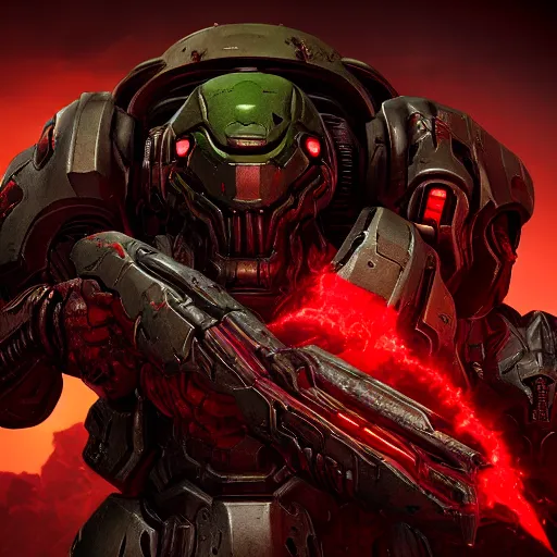 Image similar to doom slayer from doom eternal, photography