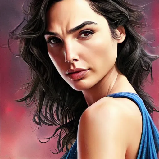 Image similar to gal gadot in the style of stefan kostic, realistic, full body, sharp focus, 8 k high definition, insanely detailed, intricate, elegant, art by stanley lau and artgerm