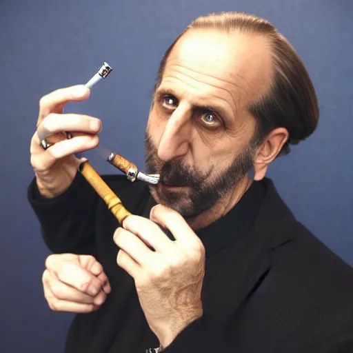 Prompt: peter stormare smoking a pipe