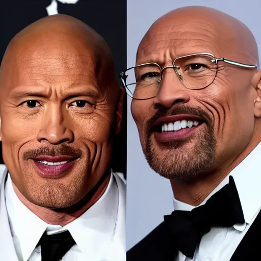 Prompt: Walter white and Dwayne the rock johnson working together