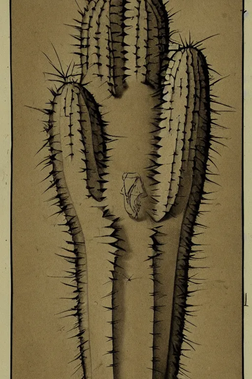 Prompt: anatomical diagram of a cactusman