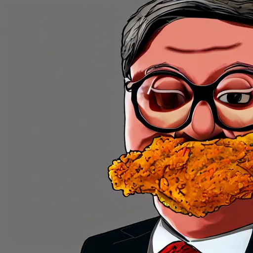 Prompt: bill barr face as a fried chicken, 8 k, ultra realistic details