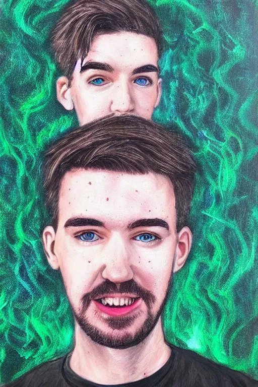 Image similar to Sean McLoughlin, Jacksepticeye, Irish Youtuber, solo portrait 🎨🖌️ 🔥💚