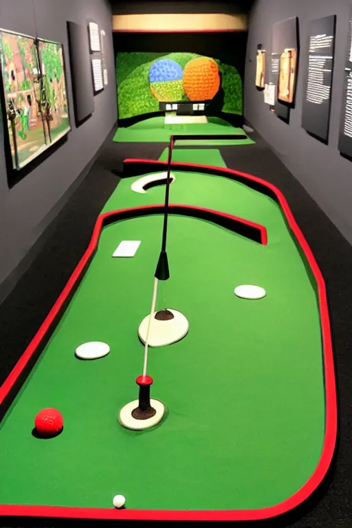 Image similar to poster for mini golf course in a museum