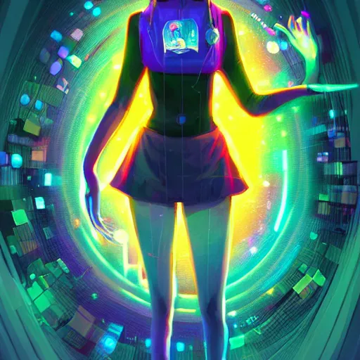 Image similar to skill magic geek inside matrix deepdream radiating a glowing aura stuff loot legends stylized digital illustration video game icon artstation lois van baarle, ilya kuvshinov, rossdraws,