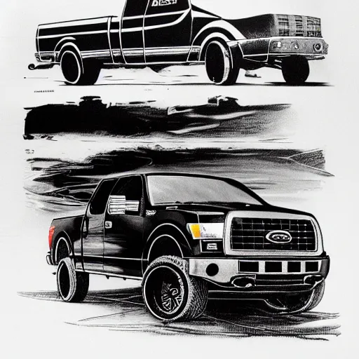 Image similar to red ford f - 1 5 0 by graham ingels, stephen gammell, tsutomu nihei