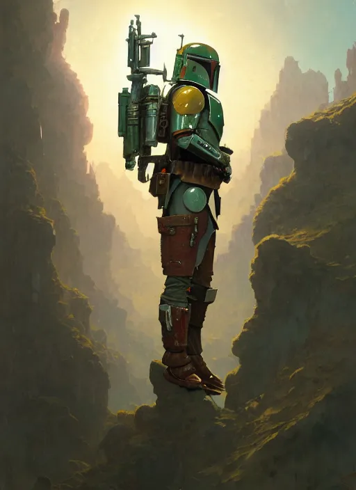 Prompt: highly detailed portrait of boba fett, fantasy art by greg rutkowski, loish, rhads, ferdinand knab, makoto shinkai and lois van baarle, ilya kuvshinov, rossdraws, tom bagshaw, alphonse mucha, global illumination, radiant light, detailed and intricate environment