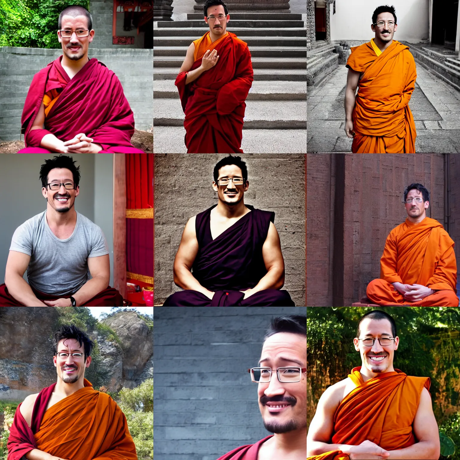 Prompt: markiplier as a buddhist monk