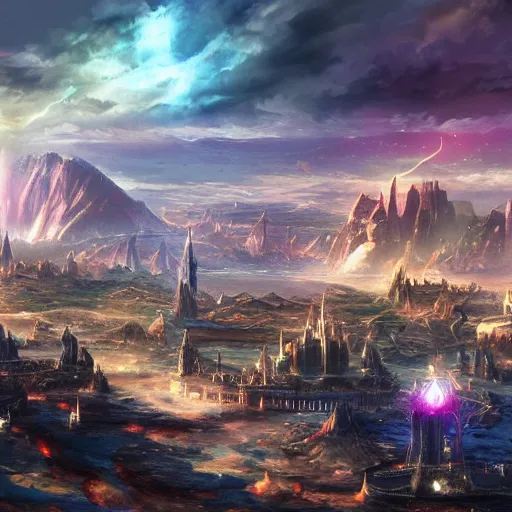 Prompt: A widespread luxurious asgardian city with oceans surrounding, sci fi fantasy, featured on pixiv, 4k hd art, cinematic lighting, hyperrealistic, ultra detailed, 8k hd artwork, cinematic