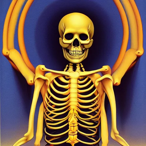 Prompt: skeleton sculpture by shusei nagaoka, oil on canvas, surrealism, neoclassicism, simple, renaissance, hyper realistic, cell shaded, 8 k
