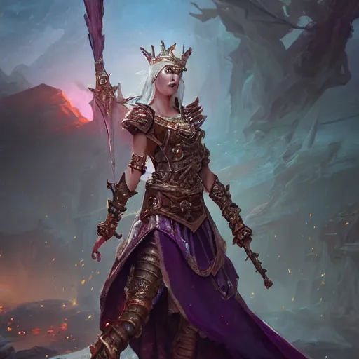 Image similar to Epic Fantasy princess warrior, highly detailed painting, 4K 8k Trending on ArtStation Cgsociety Octane render Unreal engine Concept art hq hd Matte painting, In the style of Ross tran, wlop, arcane, riot games,