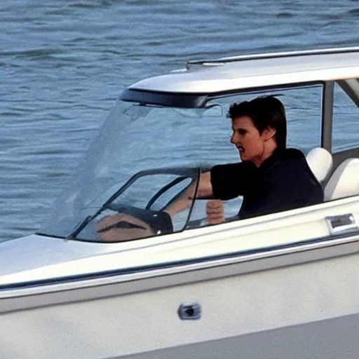 Image similar to tom cruise driving a boat