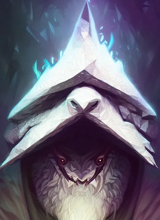 Prompt: anthropomorphic triangle head in edgy darkiron bob ross, intricate, elegant, highly detailed animal monster, digital painting, artstation, concept art, smooth, sharp focus, illustration, art by artgerm, wayne barlowe, trending on artstation and greg rutkowski and alphonse mucha, 8 k