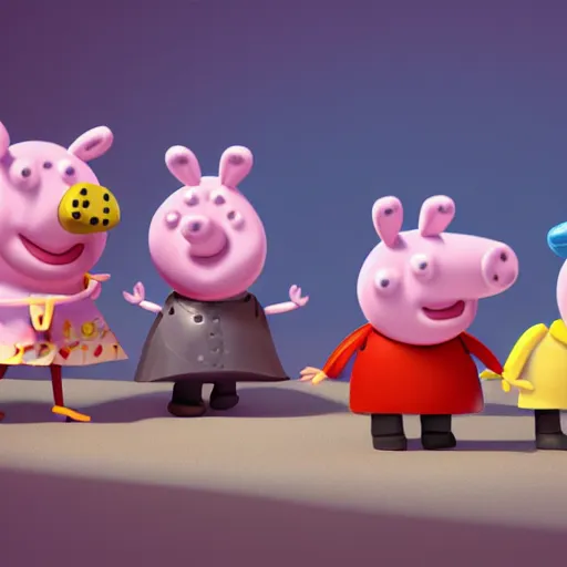 Image similar to blender, octane render, jaime troiti lopez, vitorugo, carlos ortega elizalde, ahmad merheb, peppa pig