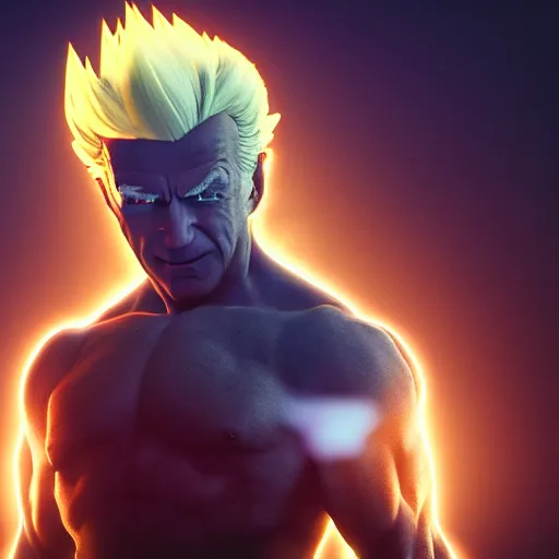 Image similar to joe biden as a super sayan at full power, photograph, 8 k, octane render, unreal 5, ultra detailed, rule of thirds, super sharp and crispy.