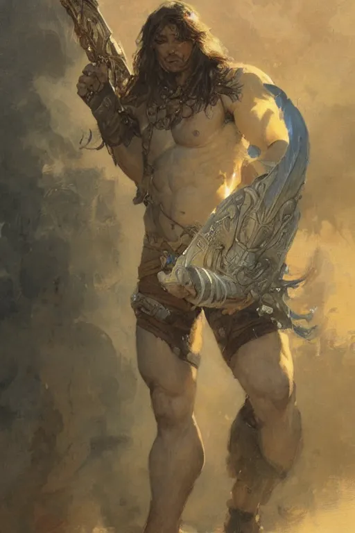 Image similar to warrior, attractive male, character design, painting by gaston bussiere, greg rutkowski, katsuya terada, frank frazetta, tom of finland, trending on artstation