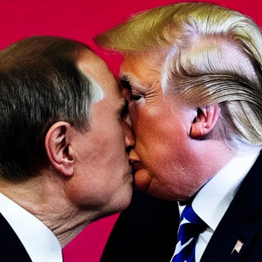 Image similar to vladimir putin and donald trump kissing