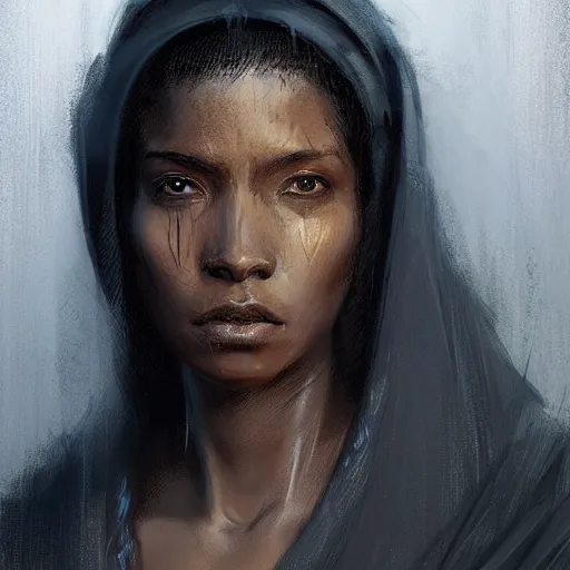 Image similar to portrait of a woman by greg rutkowski, youn jedi knight, black, afro hair, prettt, star wars expanded universe, she is about 2 0 years old, wearing jedi robes, highly detailed portrait, digital painting, artstation, concept art, smooth, sharp foccus ilustration, artstation hq