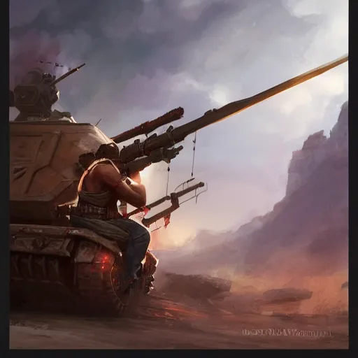 Image similar to side profile of a filipino man sitting on a tank wielding a scepter, highly detailed, d & d, fantasy digital painting, trending on artstation, concept art, sharp focus, illustration, volumetric light, intricate, matte, art by artgerm and greg rutkowski