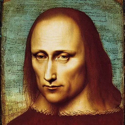 Image similar to portrait of Vladimir Putin, by Leonardo Da Vinci
