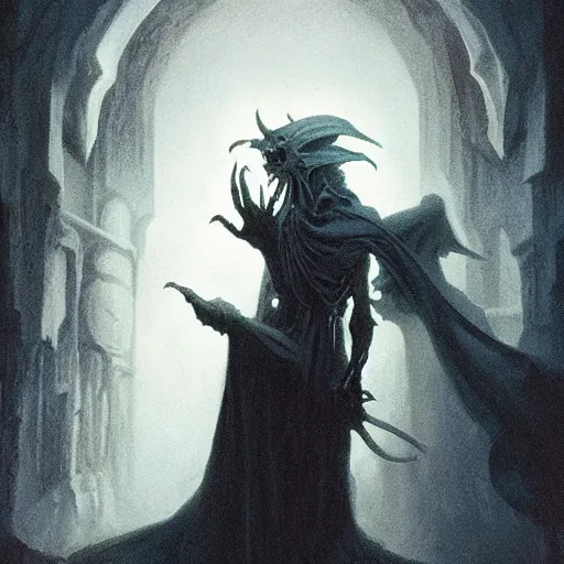 Prompt: head and shoulders portrait of a ghostly, shadowy, spectral wraith, d & d, fantasy, greg rutkowski, frank frazetta, alexandre chaudret, boris vallejo, michael whelan, miro petrov, hr giger, magali villeneuve, donato giancola