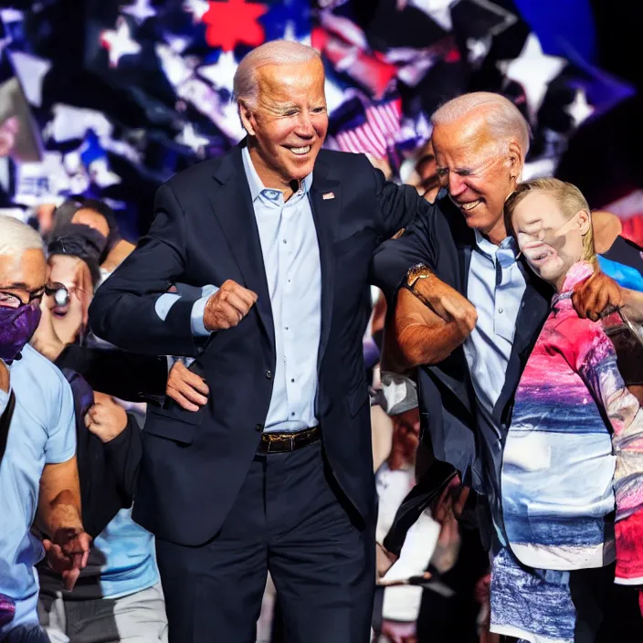 Prompt: punched on Stage, Joe Biden getting punched on stage, detailed zoom photo, 4K