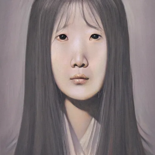 Prompt: a realistic painting by Raffaello Sanzi depicting the Sadako with the head of the symbiotic Pocong in the Renaissance era,smooth,Sharp focus, trending on Artstation.