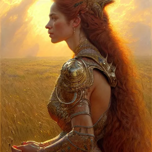 Image similar to highly detailed full portrait of a majestic lioness princess in the form of a beautiful lady. d & d, art by donato giancola and ruan jia and carl larsson and magali villeneuve. trending on artstation, intricate details, energetic composition, golden ratio, concept art, illustration, elegant art