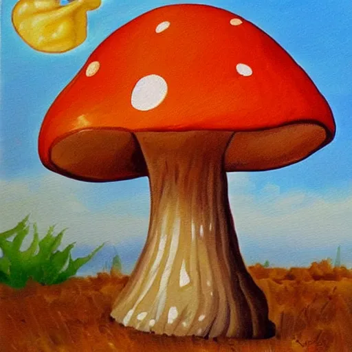 Image similar to the best painting of a mushroom ever