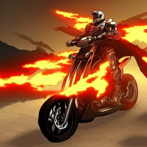 Image similar to concept art ghost riders motorcycle designed for the halo game