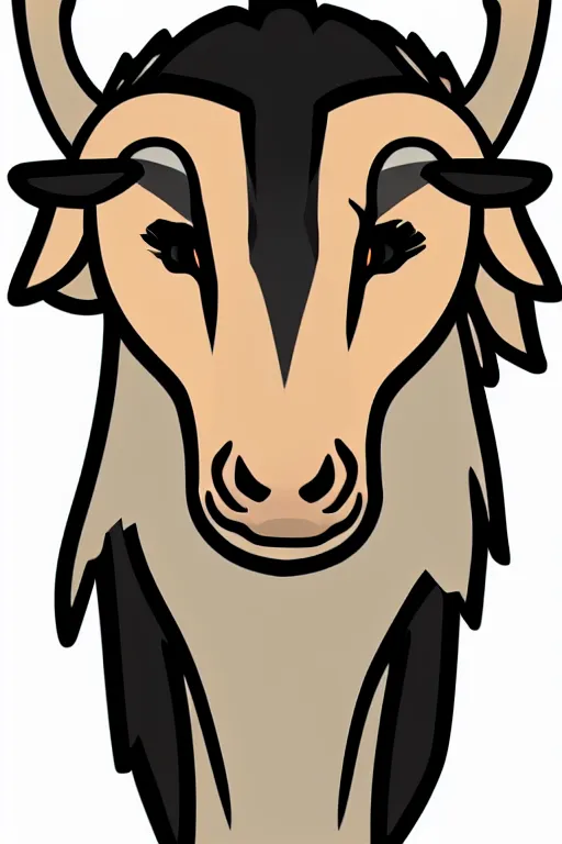 Prompt: Portrait of a savage goat, anime, sticker, colorful, illustration, highly detailed, simple, smooth and clean vector curves, no jagged lines, vector art, smooth