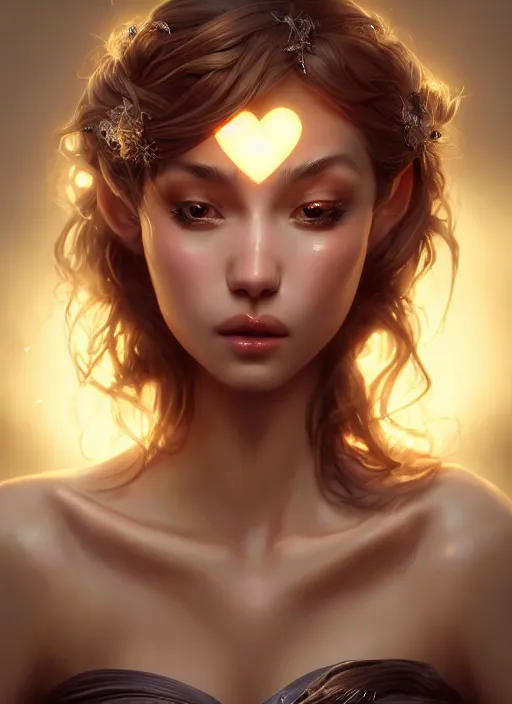 Image similar to beautiful fashion goddness, strapless dress, character portrait in the style of thomas river and artgerm, wlop, cinematic lighting, hyperdetailed, 8 k realistic, symmetrical, global illumination, radiant light, halo, love and mercy, frostbite 3 engine, cryengine, dof, trending on artstation, digital art, chanel