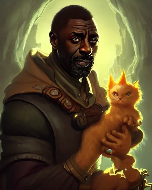 Image similar to cute little anthropomorphic idris elba, cute and adorable, pretty, beautiful, dnd character art portrait, matte fantasy painting, deviantart artstation, by jason felix by steve argyle by tyler jacobson by peter mohrbacher