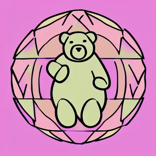 Image similar to a cute pink fluffy vector podcast logo of a streaming bear, golden ratio, iconic, award winning, line art, bold, playful