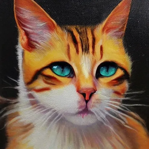 Image similar to cat, oil paining, highly realistic, romantic style