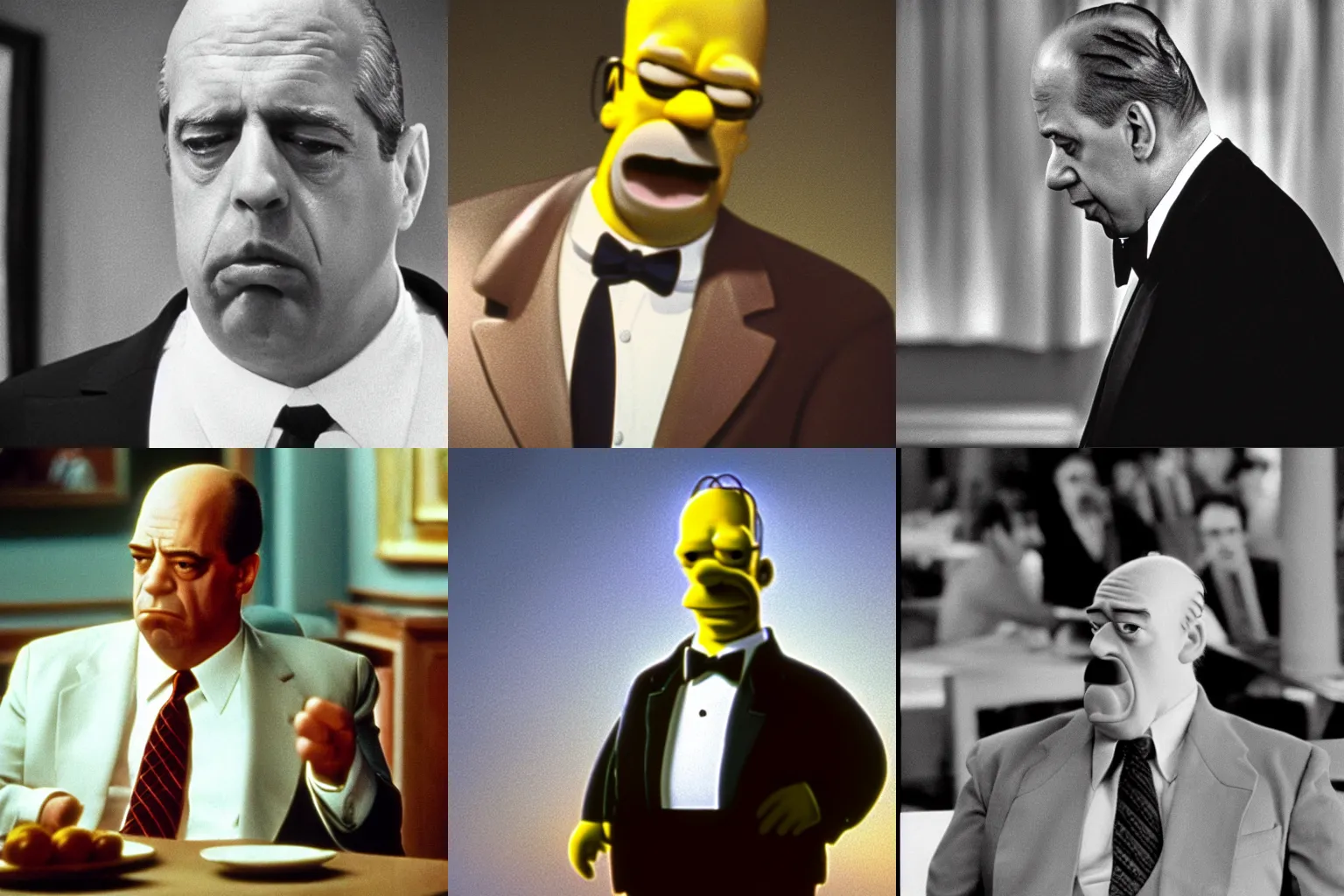 Prompt: Still of Homer Simpson from the GodFather (1980), 8k photography